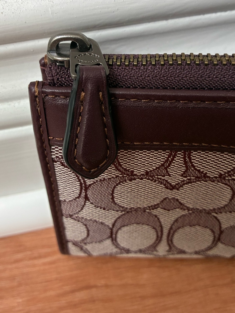 Coach L Zip Wallet In Signature Jacquard and Leather, Like New, 34790 - Picture 4 of 16
